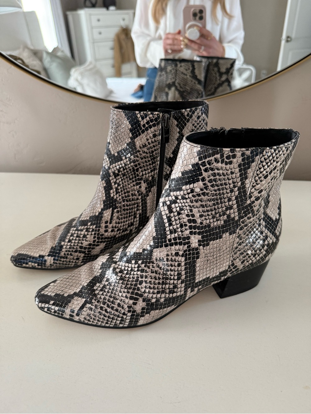 Marc Fisher Python ankle boots